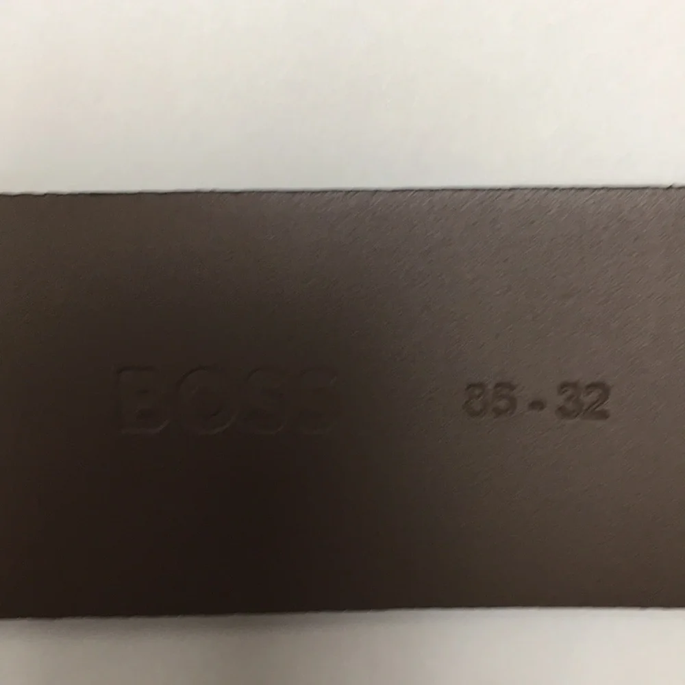 Hugo Boss Genuine Textured Cow Leather Belt Brown Size 85-32 Silver Preppy